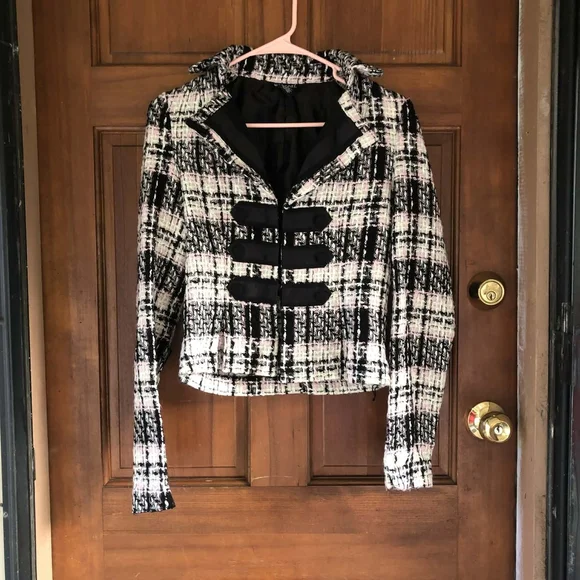 Wet Seal Black and White Tweed Blazer - Picture 2 of 5